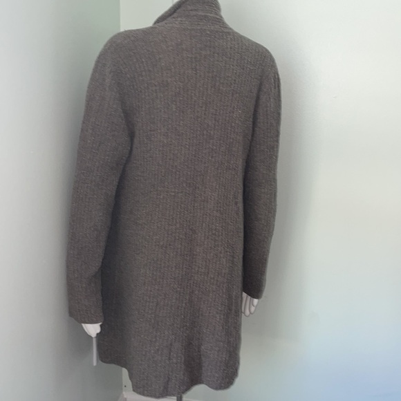 EILEEN FISHER Wool Blend Long Ribbed Knit Cardigan Sweater Brown - Picture 6 of 8